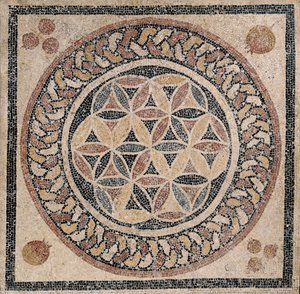 Mozaïekvloer uit een badhuis in het paleis van Herodes